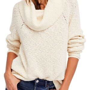 Free People Cream Cowl Neck Sweater large